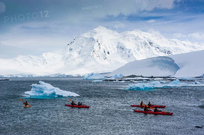 Kayakers paddling near Port Lockroy