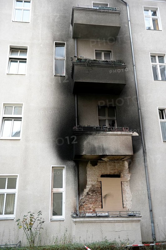 Residential house after fire at New Year's Eve