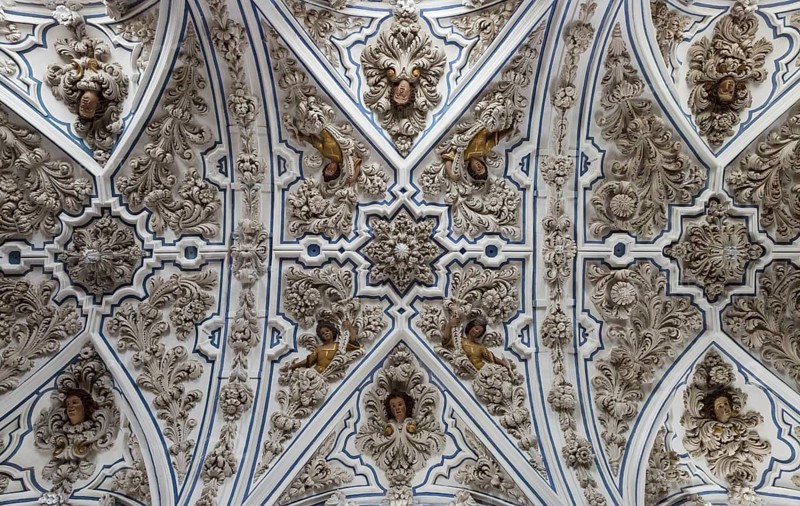 Exuberant baroque stucco work at the ceiling of the Aurora church