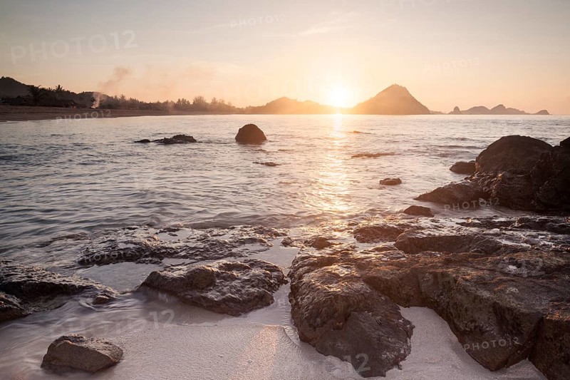 Coastal landscape at sunrise