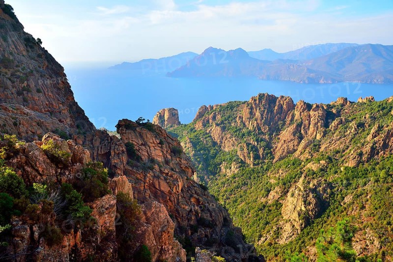 View over the sandstone cliffs towards the sea