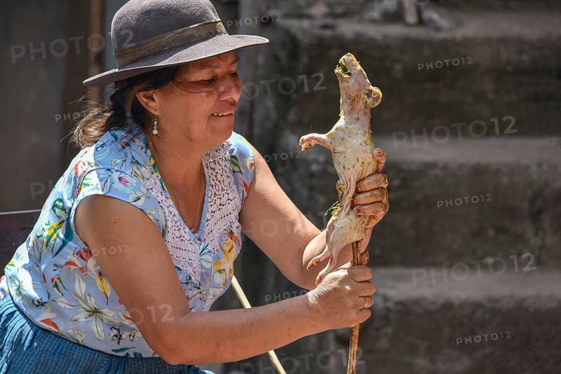 Local woman skewers Cuy