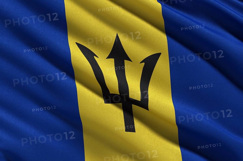 Flag of Barbados waving in the wind
