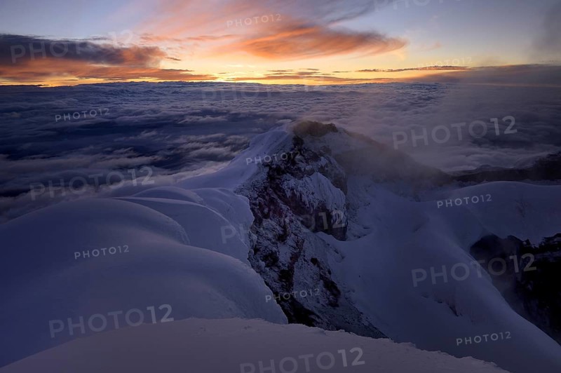 Crater of Cotopaxi Volcano at sunrise