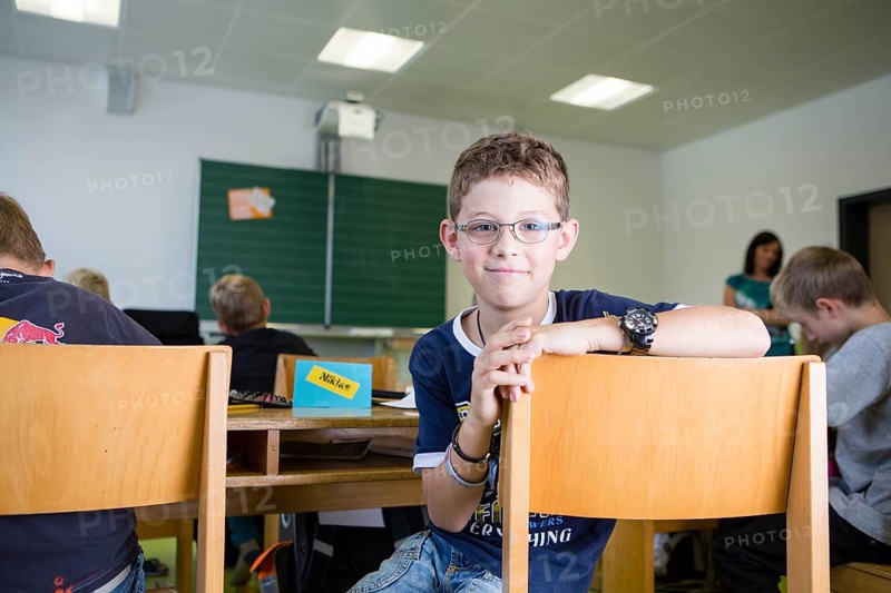 Boy in an elementary school class