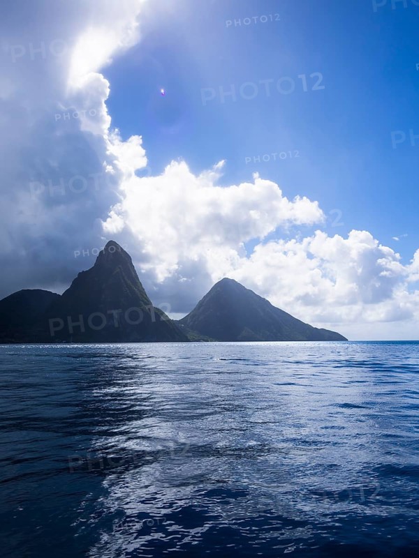 The Gros Piton and Petit Piton volcanoes