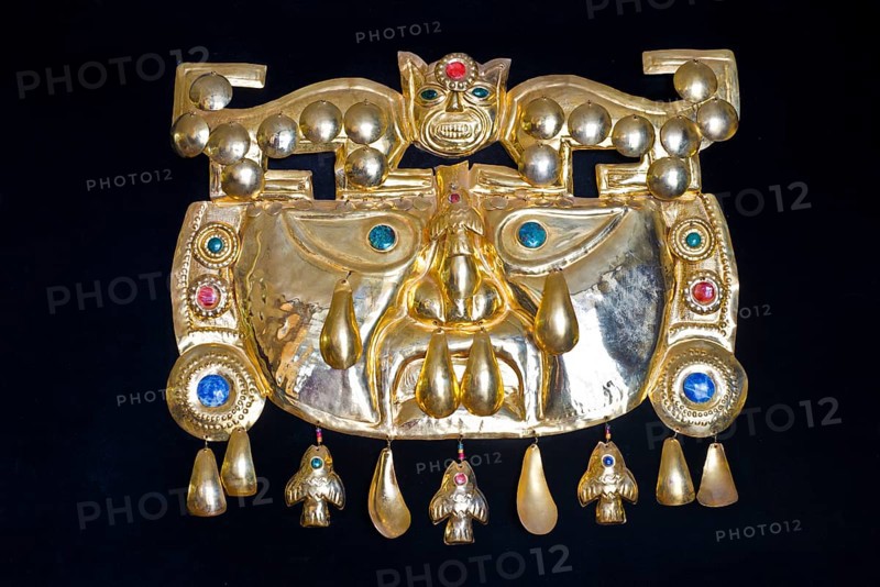 Golden pre-Columbian Inca mask