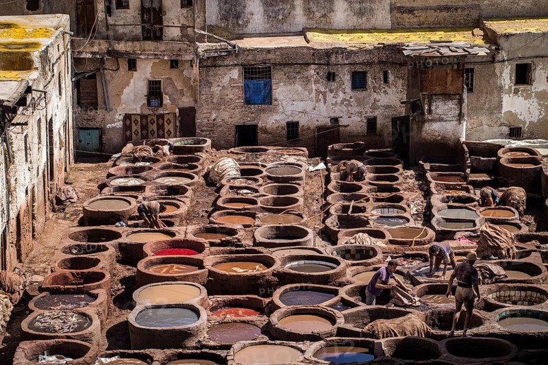 Tanneries where animal hides are traditionally tanned by hand