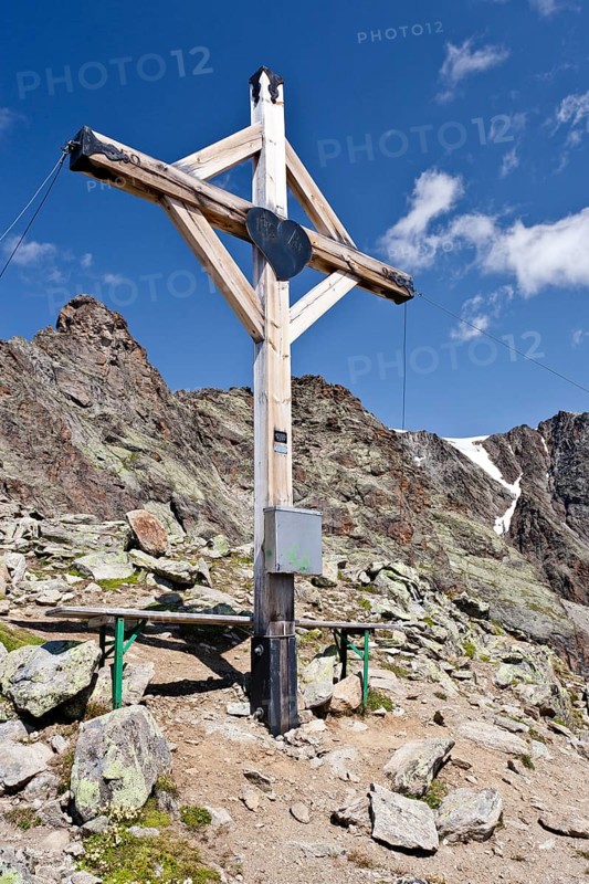 Summit cross on Mt Schmied at Langtaufers in the Alta Val Venosta