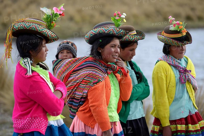 Young women in colorful
