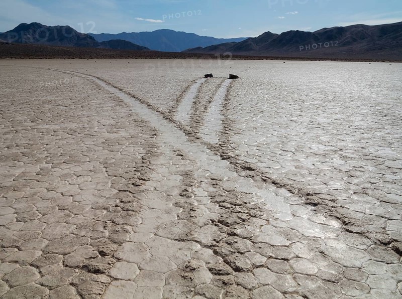 Tracks created by the mysterious moving rocks at the 'Racetrack'