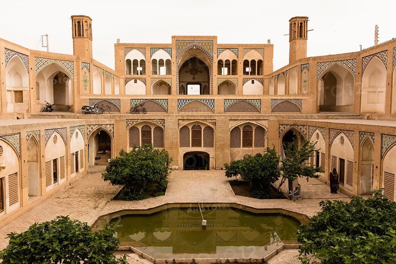The 18th century Agha Bozorg Mosque and its sunken courtyard