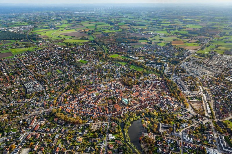 Overview of Wiedenbruck with St. Aegidius Church and the Franciscan Monastery of Wiedenbruck