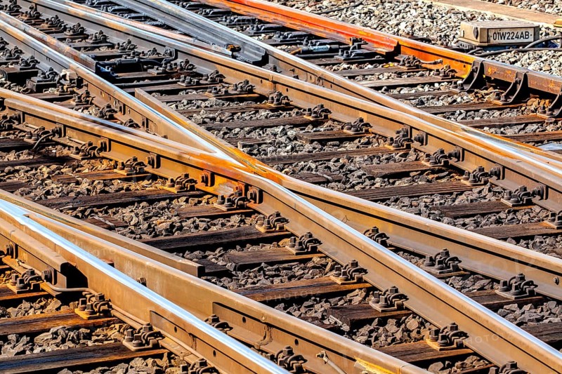 Tracks and railway switches of the Deutsche Bahn AG at Frankfurt main station