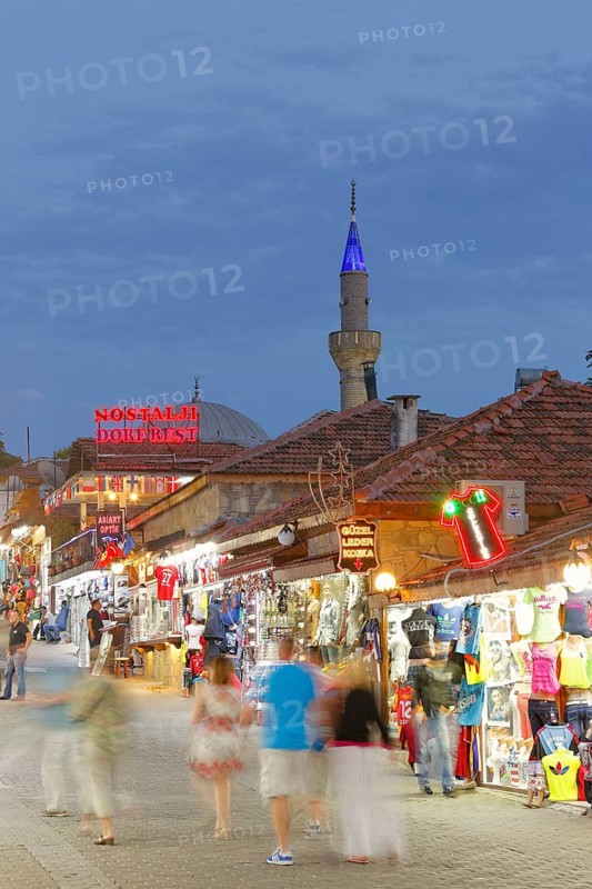 Old street with shops and the Selimiye Mosque
