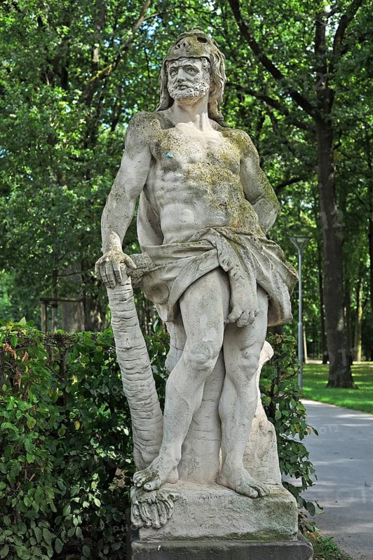 Baroque sculpture of Hercules wearing a lion skin