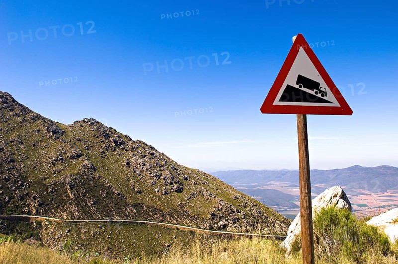 Traffic sign on a mountain road