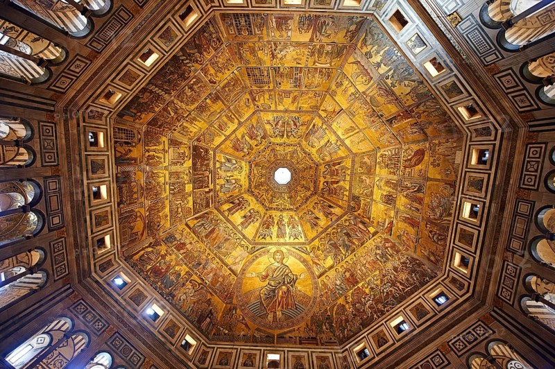 Medieval mosaics on the ceiling of the Baptistry of Florence Cathedral
