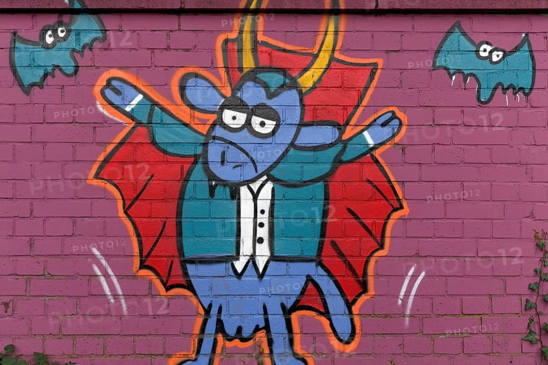 Ox figure dressed as Dracula