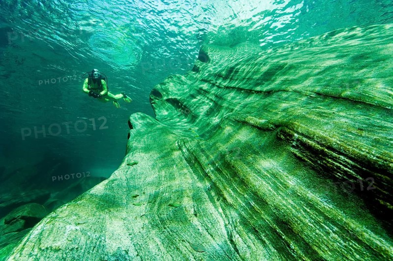 Scuba diver in the Verzasca River