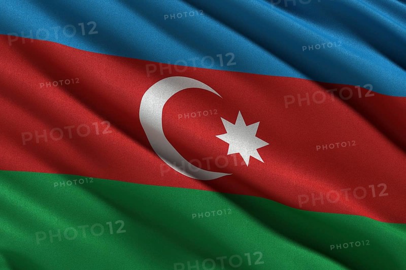 Flag of Azerbaijan waving in the wind