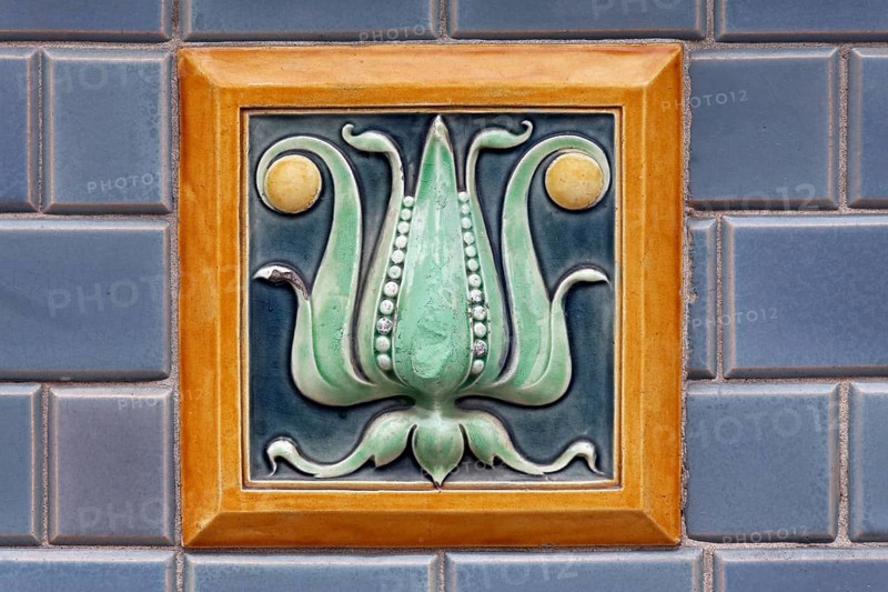 Art Deco tile with a floral motif