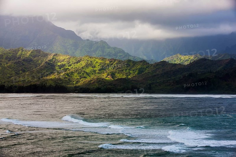 Hanalei Bay with mountain scenery