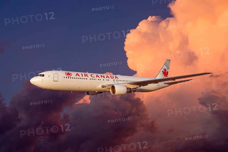 Air Canada Boeing 767-333 ER in flight in a storm