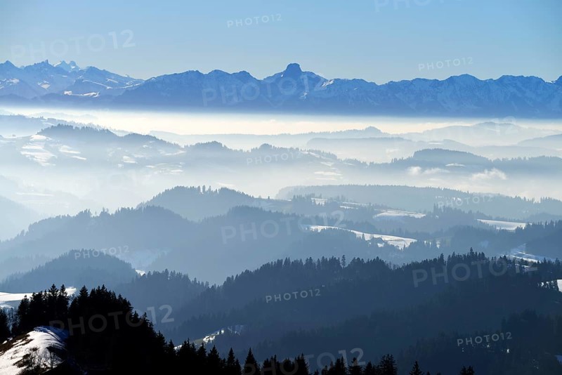 View from Napf mountain onto the Bernese Alps