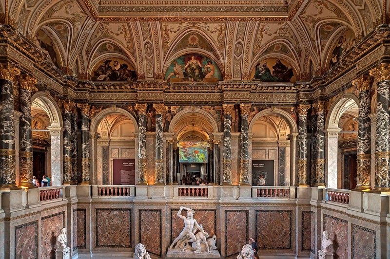 Staircase with marble sculpture Theseus Defeats the Centaur