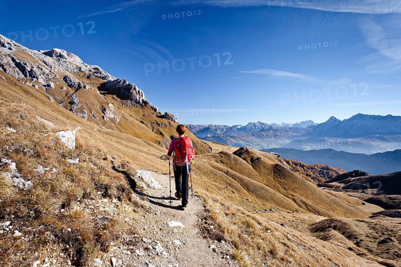Mountain climber on the High Dolomite Mountain Trail