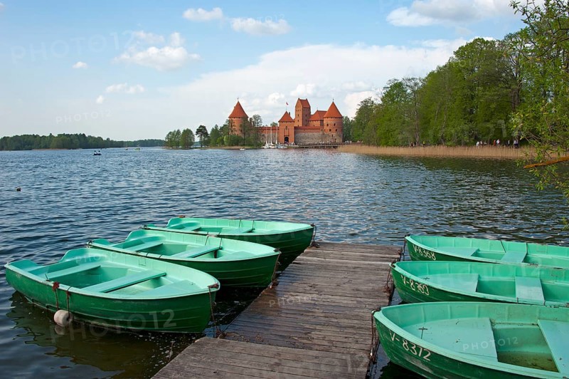 Boats in front of Trakai Castle