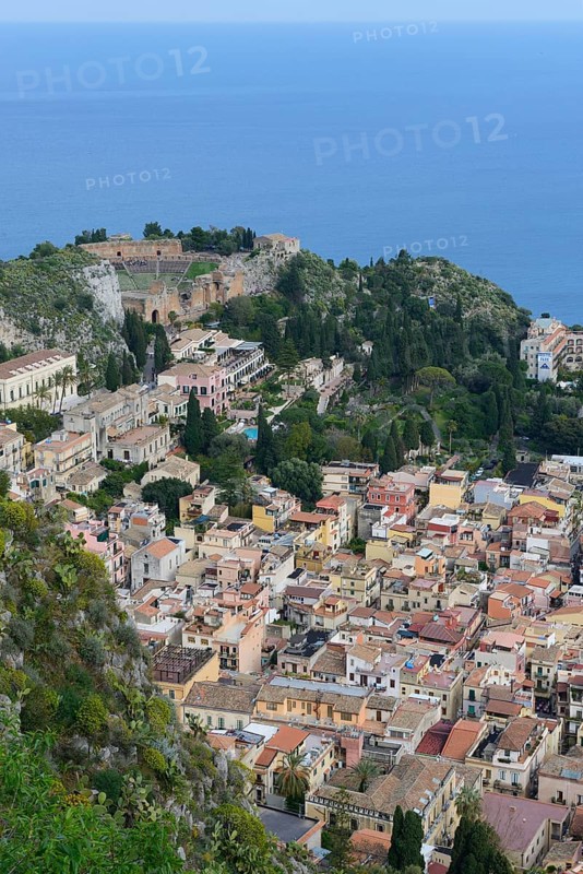 View of Taormina with the Teatro Greco