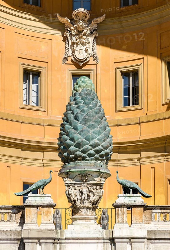 Antique bronze pine cone in the Cortile della Pigna