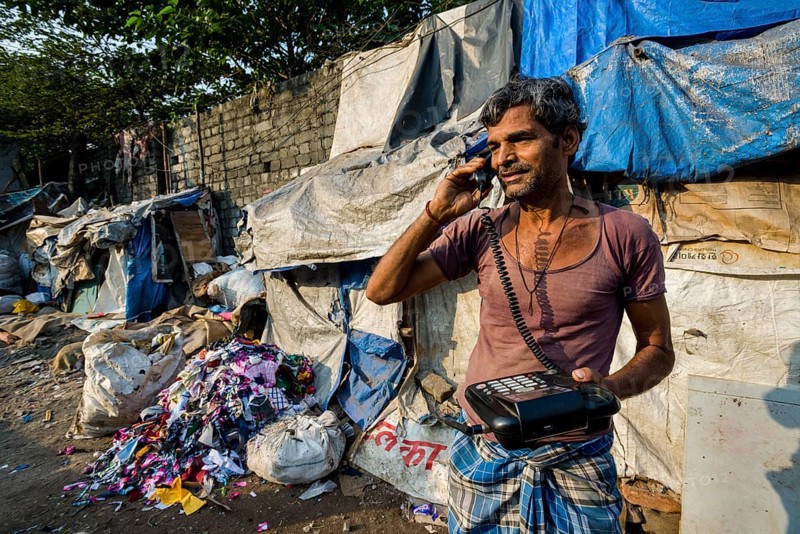 Man working at Dharavi Slum