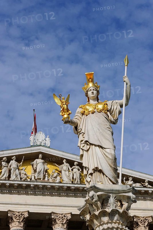 Statue on the Pallas Athene Fountain in front of the Parliament