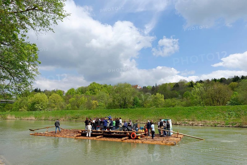 Raft on the Isar River