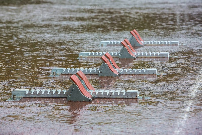 Sports field in the rain