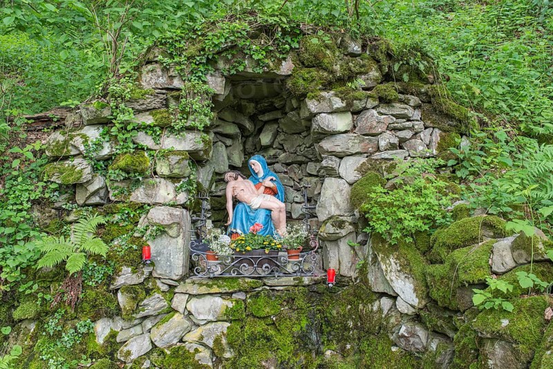 Wayside shrine between basalt blocks