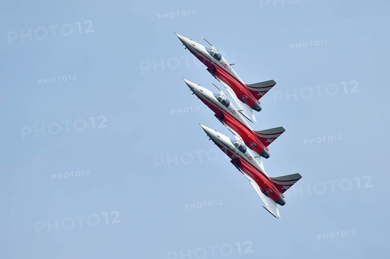 Formation flight of the Patrouille Suisse with the Northrop F-5E Tiger II