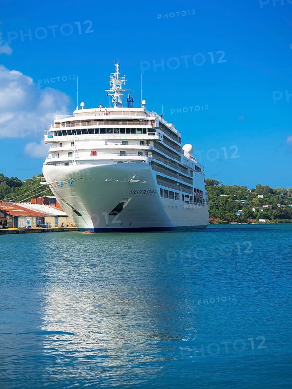 Cruise ship Silver Spirit in the port of St Lucia's capital Castries