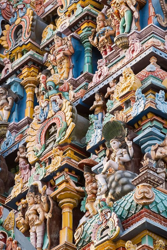 Ornate statues on the Meenakshi Amman Temple