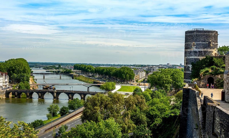 View on river Maine from the ramparts of the Chateau d'Angers