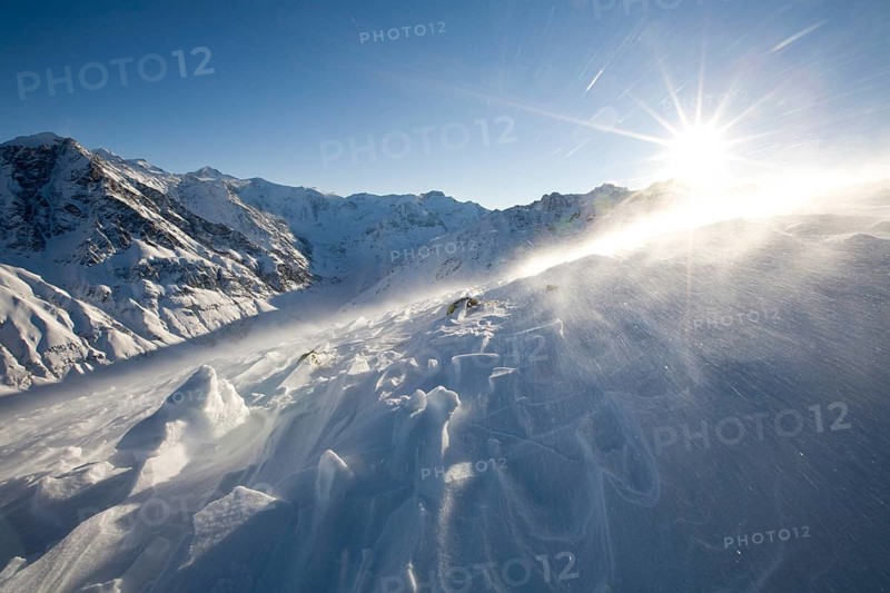 Winter landscape in snow storm