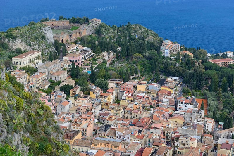View of Taormina with the Teatro Greco