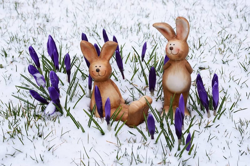 Brown ceramic Easter Bunnies