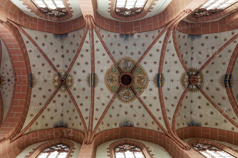 Gothic ribbed vaults with paintings