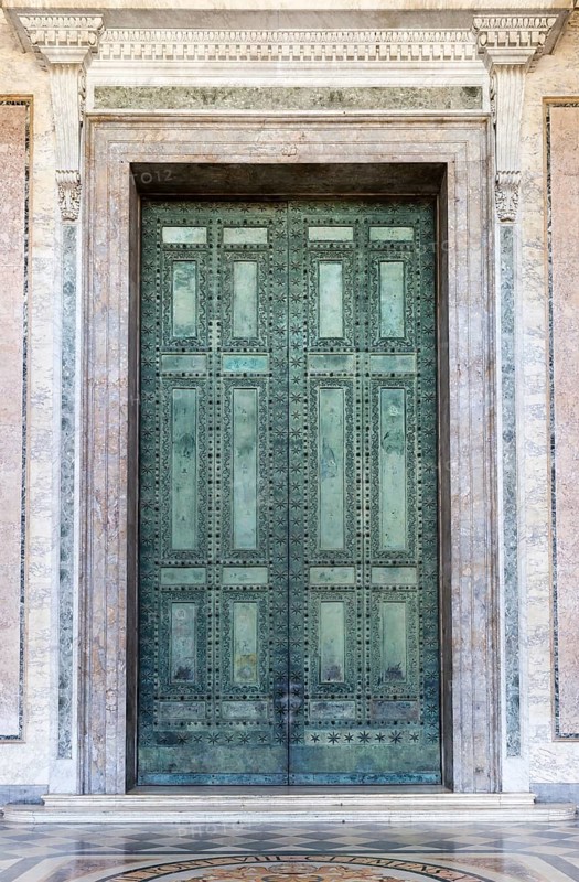 The bronze doors of the main entrance