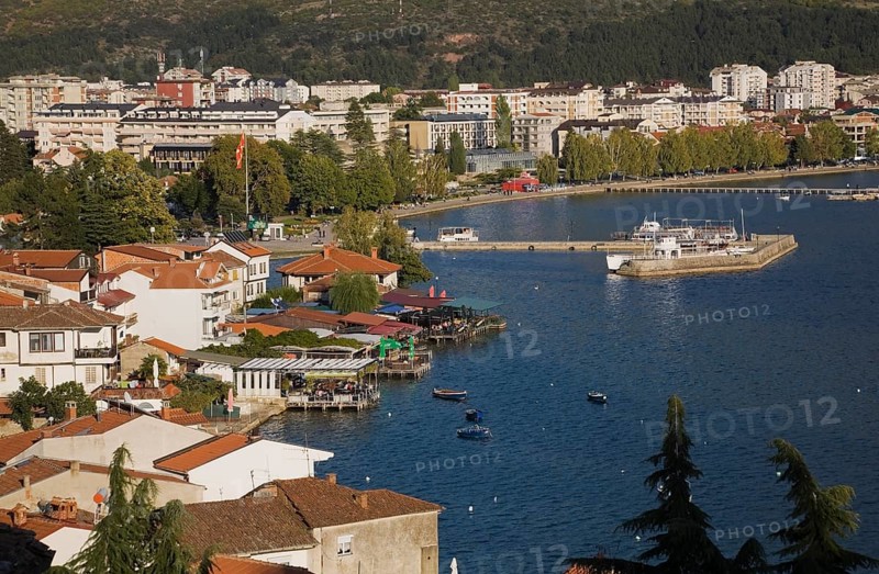 Residential buildings and Lake Ohrid