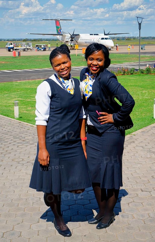 Stewardesses of the airline South African Express Airways at the airport